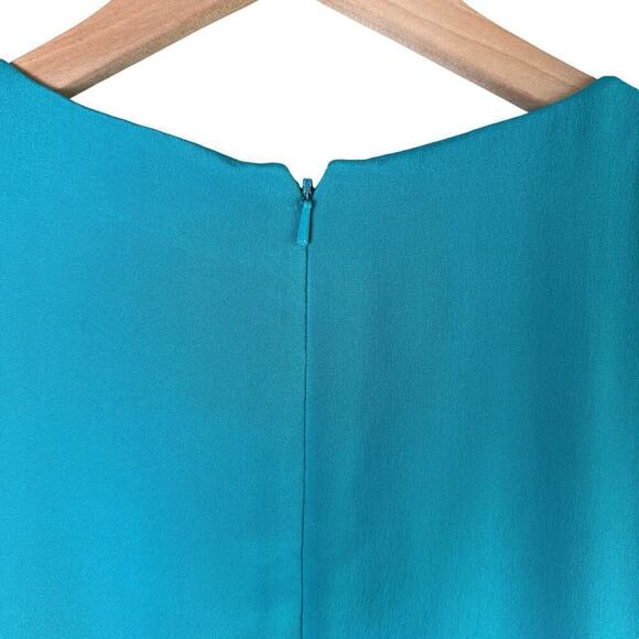 Talbots Vintage Silk Midi Dress in Teal with Attached Short Sleeve Cardigan Sz 8 - Picture 9 of 12